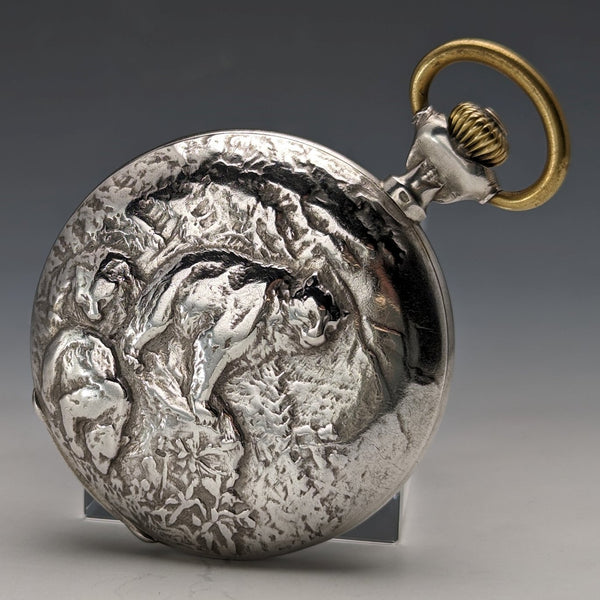 約 1912 年古董真力時懷錶,刻銀側獵人,工作狀況良好